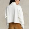 Sudadera de algodón de cuello alto extragrande con logotipo de Ralph Lauren para mujer en blanco Sudadera de algodón de cuello alto extragrande con logotipo de Ralph Lauren para mujer en blanco