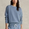 Sudadera de cuello redondo de algodón orgánico Ralph Lauren para mujer en azul Sudadera de cuello redondo de algodón orgánico Ralph Lauren para mujer en azul
