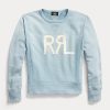 Sudadera de cuello redondo de felpa francesa con logotipo de Ralph Lauren para mujer en azul Sudadera de cuello redondo de felpa francesa con logotipo de Ralph Lauren para mujer en azul
