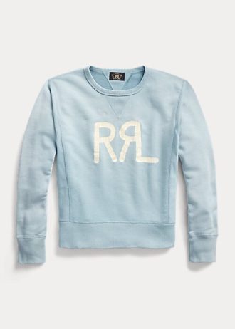 Sudadera de cuello redondo de felpa francesa con logotipo de Ralph Lauren para mujer en azul Sudadera de cuello redondo de felpa francesa con logotipo de Ralph Lauren para mujer en azul