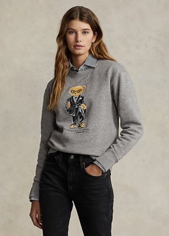 Sudadera de cuello redondo de polar Ralph Lauren Polo Bear en gris oscuro para mujer Sudadera de cuello redondo de polar Ralph Lauren Polo Bear en gris oscuro para mujer