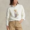 Sudadera de cuello redondo de polar Ralph Lauren Polo Bear para mujer en color crema Sudadera de cuello redondo de polar Ralph Lauren Polo Bear para mujer en color crema