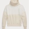 Sudadera de polar con cuello alzado y paneles Ralph Lauren en beige para mujer Sudadera de polar con cuello alzado y paneles Ralph Lauren en beige para mujer