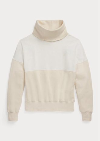 Sudadera de polar con cuello alzado y paneles Ralph Lauren en beige para mujer Sudadera de polar con cuello alzado y paneles Ralph Lauren en beige para mujer
