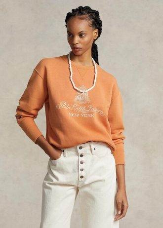 Sudadera de polar con gráfico del logotipo de Ralph Lauren para mujer en color naranja Sudadera de polar con gráfico del logotipo de Ralph Lauren para mujer en color naranja