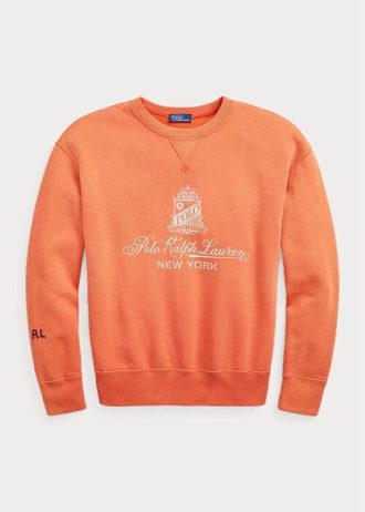 Sudadera de polar con gráfico del logotipo de Ralph Lauren para mujer en color naranja Sudadera de polar con gráfico del logotipo de Ralph Lauren para mujer en color naranja