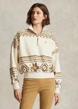 Sudadera de polar Ralph Lauren con motivo Fair Isle en tonos beige para mujer Sudadera de polar Ralph Lauren con motivo Fair Isle en tonos beige para mujer