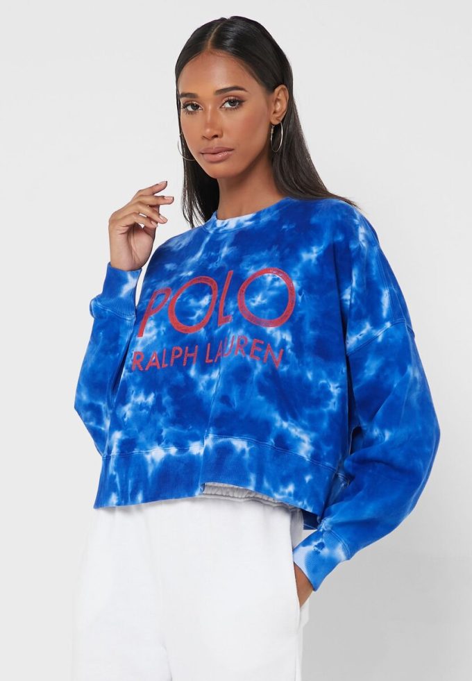 Sudadera de punto con cuello redondo de Ralph Lauren para mujer en azul Sudadera de punto con cuello redondo de Ralph Lauren para mujer en azul