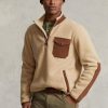Sudadera híbrida Ralph Lauren con cremallera de un cuarto para hombre, color marrón Sudadera híbrida Ralph Lauren con cremallera de un cuarto para hombre, color marrón