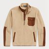 Sudadera híbrida Ralph Lauren con cremallera de un cuarto para hombre, color marrón Sudadera híbrida Ralph Lauren con cremallera de un cuarto para hombre, color marrón
