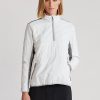 Sudadera híbrida Ralph Lauren con cremallera de un cuarto para mujer, color blanco y gris Sudadera híbrida Ralph Lauren con cremallera de un cuarto para mujer, color blanco y gris