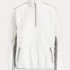 Sudadera híbrida Ralph Lauren con cremallera de un cuarto para mujer, color blanco y gris Sudadera híbrida Ralph Lauren con cremallera de un cuarto para mujer, color blanco y gris