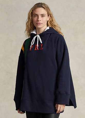 Sudadera polar a rayas Ralph Lauren para mujer, color azul marino