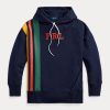 Sudadera polar a rayas Ralph Lauren para mujer, color azul marino Sudadera polar a rayas Ralph Lauren para mujer, color azul marino