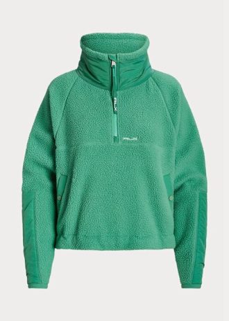 Sudadera polar de pelo alto con ribete antidesgarro de Ralph Lauren para mujer, color verde