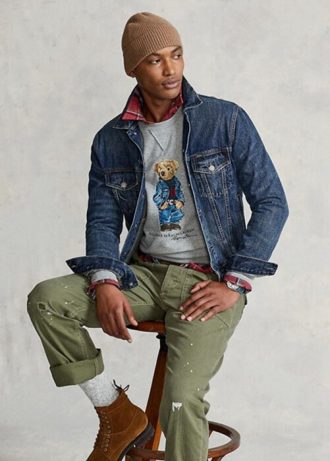 Sudadera polar Ralph Lauren Polo Bear gris para hombre