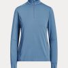 Sudadera Ralph Lauren azul de jersey elástico con cremallera de un cuarto para mujer Sudadera Ralph Lauren azul de jersey elástico con cremallera de un cuarto para mujer