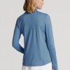 Sudadera Ralph Lauren azul de jersey elástico con cremallera de un cuarto para mujer Sudadera Ralph Lauren azul de jersey elástico con cremallera de un cuarto para mujer