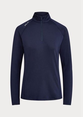 Sudadera Ralph Lauren azul marino con cremallera de un cuarto para mujer