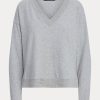 Sudadera Ralph Lauren de cuello en V para mujer en gris Sudadera Ralph Lauren de cuello en V para mujer en gris