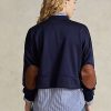Sudadera Ralph Lauren de felpa francesa con parches de gamuza en azul marino para mujer