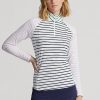 Sudadera Ralph Lauren de jersey elástico a rayas en blanco, azul marino y rosa para mujer Sudadera Ralph Lauren de jersey elástico a rayas en blanco, azul marino y rosa para mujer