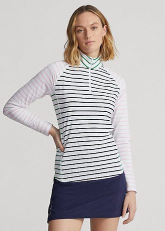 Sudadera Ralph Lauren de jersey elástico a rayas en blanco, azul marino y rosa para mujer