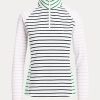 Sudadera Ralph Lauren de jersey elástico a rayas en blanco, azul marino y rosa para mujer Sudadera Ralph Lauren de jersey elástico a rayas en blanco, azul marino y rosa para mujer
