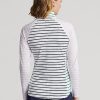 Sudadera Ralph Lauren de jersey elástico a rayas en blanco, azul marino y rosa para mujer Sudadera Ralph Lauren de jersey elástico a rayas en blanco, azul marino y rosa para mujer