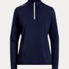Sudadera Ralph Lauren de jersey elástico con cremallera de un cuarto para mujer en azul marino Sudadera Ralph Lauren de jersey elástico con cremallera de un cuarto para mujer en azul marino