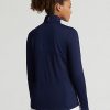Sudadera Ralph Lauren de jersey elástico con cremallera de un cuarto para mujer en azul marino Sudadera Ralph Lauren de jersey elástico con cremallera de un cuarto para mujer en azul marino