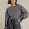 Sudadera Ralph Lauren de polar elástico extragrande en gris oscuro para mujer Sudadera Ralph Lauren de polar elástico extragrande en gris oscuro para mujer