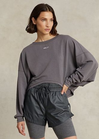 Sudadera Ralph Lauren de polar elástico extragrande en gris oscuro para mujer