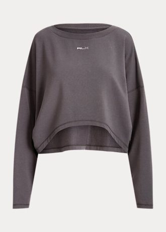 Sudadera Ralph Lauren de polar elástico extragrande en gris oscuro para mujer