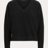Sudadera Ralph Lauren negra con cuello en V para mujer Sudadera Ralph Lauren negra con cuello en V para mujer
