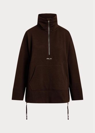 Sudadera tipo túnica de polar con cremallera de un cuarto de Ralph Lauren para mujer, color negro