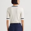 Suéteres blancos de manga corta de mezcla de seda Ralph Lauren para mujer