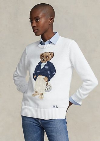 Suéteres blancos de mezcla de algodón Ralph Lauren Polo Bear para mujer