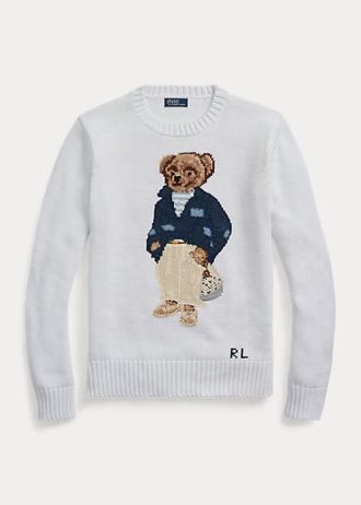 Suéteres blancos de mezcla de algodón Ralph Lauren Polo Bear para mujer