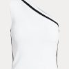 Suéteres cortos Ralph Lauren de dos tonos y un solo hombro para mujer en blanco Suéteres cortos Ralph Lauren de dos tonos y un solo hombro para mujer en blanco