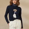 Suéteres de algodón con diseño de oso de smoking de Ralph Lauren para mujer en color azul marino Suéteres de algodón con diseño de oso de smoking de Ralph Lauren para mujer en color azul marino