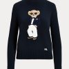 Suéteres de algodón con diseño de oso de smoking de Ralph Lauren para mujer en color azul marino Suéteres de algodón con diseño de oso de smoking de Ralph Lauren para mujer en color azul marino