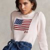 Suéteres de algodón con la bandera del poni rosa de Ralph Lauren para mujer