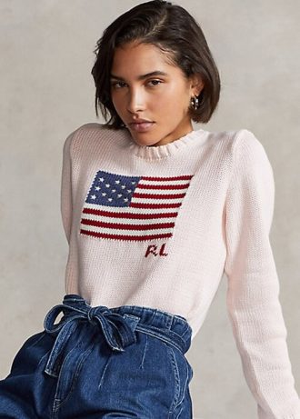 Suéteres de algodón con la bandera del poni rosa de Ralph Lauren para mujer