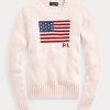 Suéteres de algodón con la bandera del poni rosa de Ralph Lauren para mujer