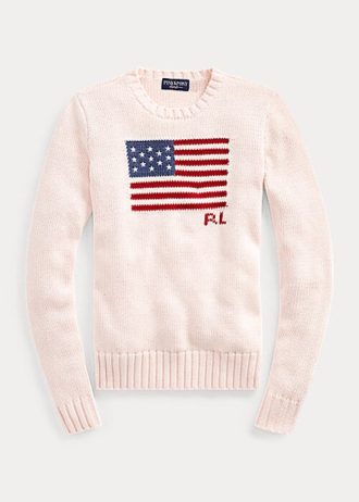 Suéteres de algodón con la bandera del poni rosa de Ralph Lauren para mujer