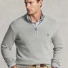 Suéteres de algodón Ralph Lauren con cremallera de un cuarto para hombre en gris