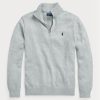 Suéteres de algodón Ralph Lauren con cremallera de un cuarto para hombre en gris