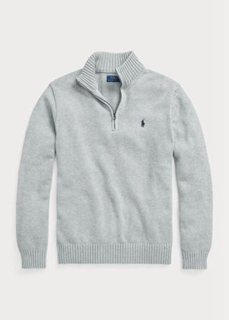 Suéteres de algodón Ralph Lauren con cremallera de un cuarto para hombre en gris Suéteres de algodón Ralph Lauren con cremallera de un cuarto para hombre en gris