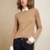 Suéteres de cachemira con cuello Ralph Lauren para mujer en color marrón